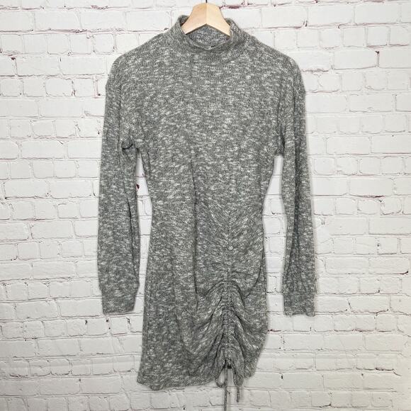NEW Xhilaration Heather Grey Ruched Long Sleeve Dress XS - Picture 4 of 7